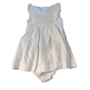Edgehill Collection‎ White Smocked Seersucker Dress Size 6 months